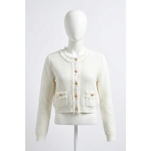 NEW ABLE frayed edge cardigan jacket in ivory